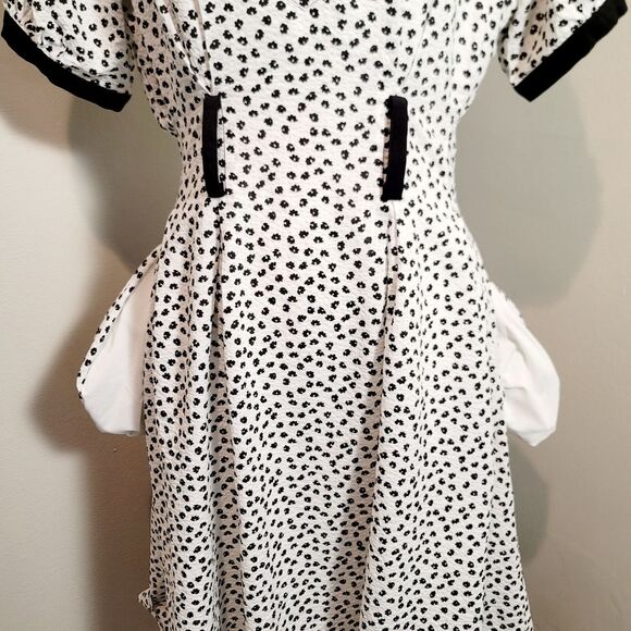 SERIOUS ZIZIFE French Retro Yamamoto Style Black & White Floral Midi Dress Sz M - Picture 12 of 16